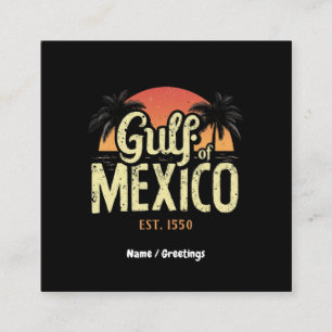 Cartão De Visita Quadrado Golfo do México est. 1550 Retro Beach Vibe Vintage