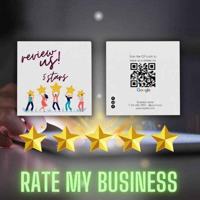 Cartão De Visita Quadrado Google Review My Business Qr Code Link (Google Review My Business Qr Code Link Square Business Card)