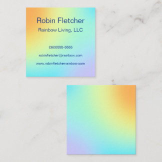 Cartão De Visita Quadrado Gradiente Único do Arco-Íris Pastel