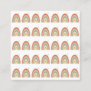 Cartão De Visita Quadrado Gravata com Padrão Arco-Íris Boho