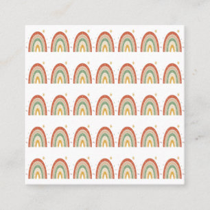 Cartão De Visita Quadrado Gravata com Padrão Arco-Íris Boho