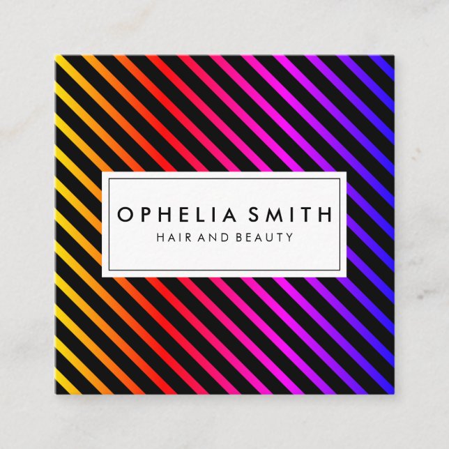 Cartão De Visita Quadrado Grelhas de Chic Coloridas (Frente)