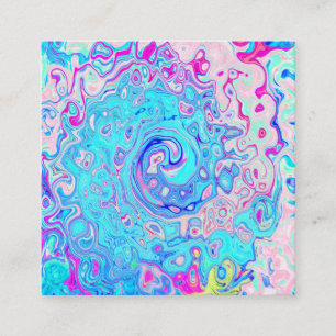 Cartão De Visita Quadrado Groovy Abstrato Retro Robin Ovo Blue Swirl