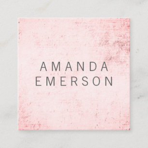 Cartão De Visita Quadrado Grunge Rosa Minimalista