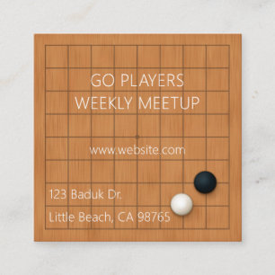 Cartão De Visita Quadrado Grupo de Weiqi Baduk Bege Quadrado