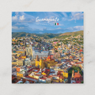 Cartão De Visita Quadrado Guanajuato, México - Paisagem Urbana Colorida