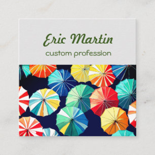 Cartão De Visita Quadrado Guarda-chuvas coloridas