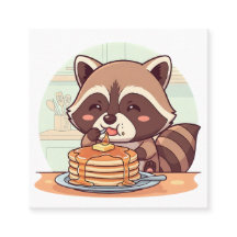 Guaxinim Fofinho Comendo Panquecas com Xarope Kawa