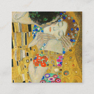 Cartão De Visita Quadrado Gustav Klimt A Pintura Detalhada Do Beijo