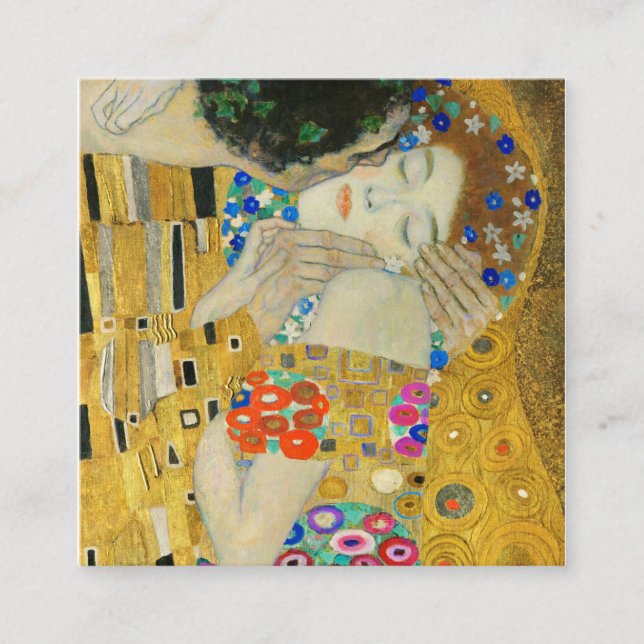 Cartão De Visita Quadrado Gustav Klimt A Pintura Detalhada Do Beijo (Frente)