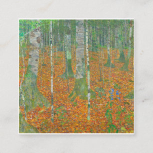 Cartão De Visita Quadrado Gustav Klimt - Floresta Birch