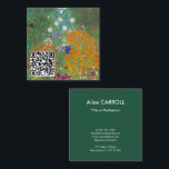 Cartão De Visita Quadrado Gustav Klimt - Jardim Flor - Código QR<br><div class="desc">Jardim Flor - Gustav Klimt em 1905-1907</div>