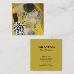 Cartão De Visita Quadrado Gustav Klimt - O Beijo - Código QR