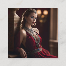 Cartão De Visita Quadrado Há algo sobre uma linda mulher vestindo