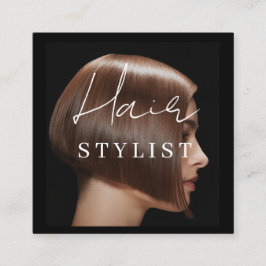 Cartão De Visita Quadrado Hair stylist modern photo square business card