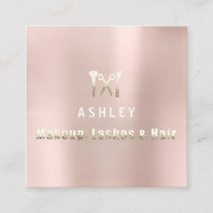 Cartão De Visita Quadrado Hair Stylist Salon Makeup Lashes Compromisso Blush