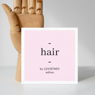 Cartão De Visita Quadrado Hairstyle branco mínimo Elegante leve Rosa