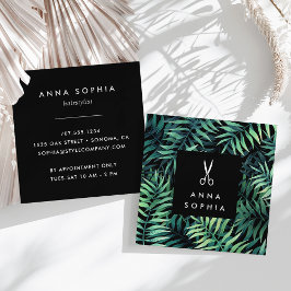 Cartão De Visita Quadrado Hairstylist Botânica Tropical