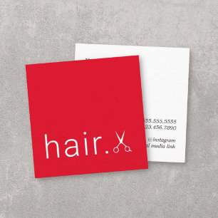 Cartão De Visita Quadrado Hairstylist mínimo de tesouras brancas esbeltas e