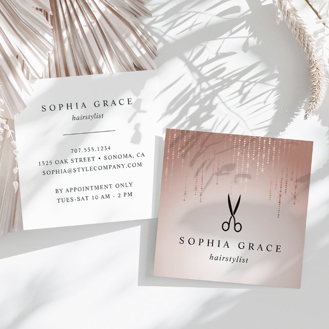 Cartão De Visita Quadrado Hairstylist para a chuva (Criador carregado)