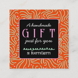 Cartão De Visita Quadrado handmade business holiday red & pink gift card