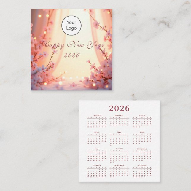 Cartão De Visita Quadrado Happy New Year 2026 (Frente/Verso)