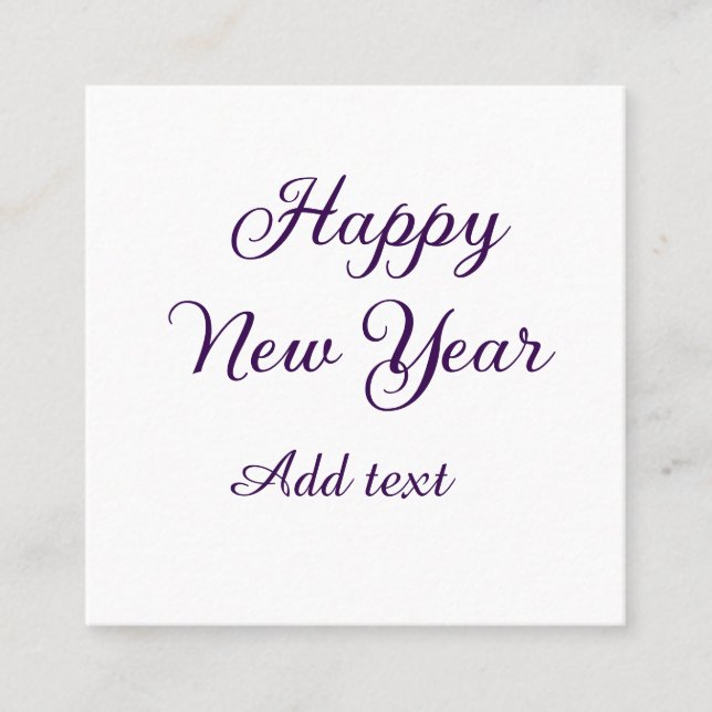 Cartão De Visita Quadrado Happy new year purple calligraphy simple minimal  (Frente)
