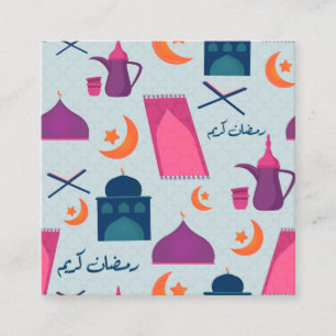 Cartão De Visita Quadrado Happy Ramadan Pattern