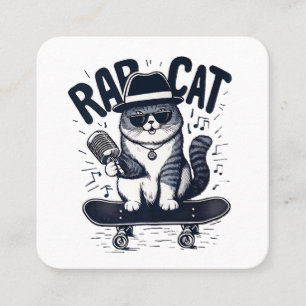 Cartão De Visita Quadrado Harmonia do Rap Cat