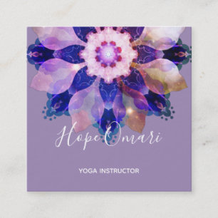 Cartão De Visita Quadrado Harmonia Radiante Mandala Floral Luminosa