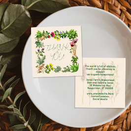 Cartão De Visita Quadrado Herbal Goodness Small Thank You Customer Insert