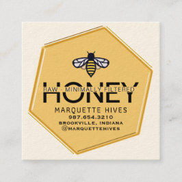 Cartão De Visita Quadrado Hexágono Amarelo Moderno Estilizado Abelhas Comerc