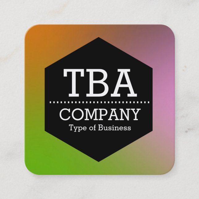 Cartão De Visita Quadrado Hexágono Preto - Gradiente Suave (Frente)