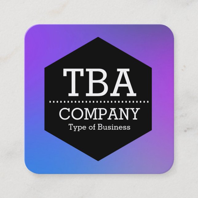 Cartão De Visita Quadrado Hexágono Preto - Gradiente Suave (Frente)