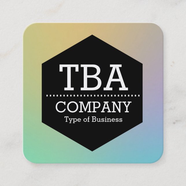 Cartão De Visita Quadrado Hexágono Preto - Gradiente Suave (Frente)