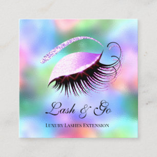 Cartão De Visita Quadrado Holográfico da Extensão Eyelash do Artista de Ma