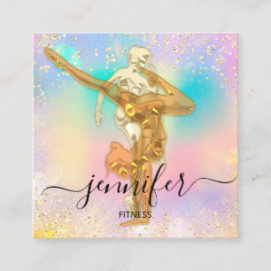 Cartão De Visita Quadrado Hológrafo da Dança da Malhação do Corpo Profis