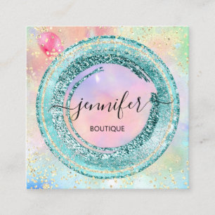 Cartão De Visita Quadrado Hológrafo do Compro Boutique Profissional Código