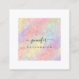 Cartão De Visita Quadrado Holographic Makeup Artist White Social Media