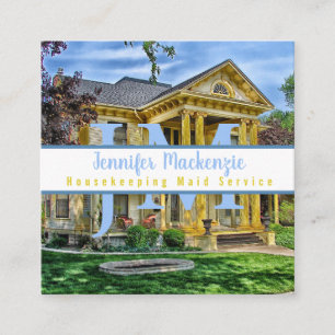 Cartão De Visita Quadrado Home Page Limpeza do Serviço Maid Doméstico