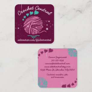 Cartão De Visita Quadrado Homespun de tricô de fio de rosca a cores personal