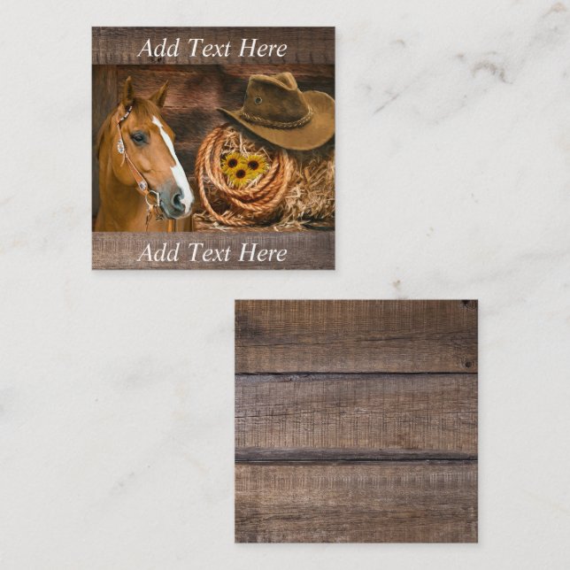 Cartão De Visita Quadrado Horto Ocidental Hat Lasso Sunflower (Frente/Verso)