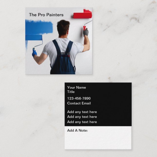 Cartão De Visita Quadrado House Painting Services Modern Painter (Frente/Verso)