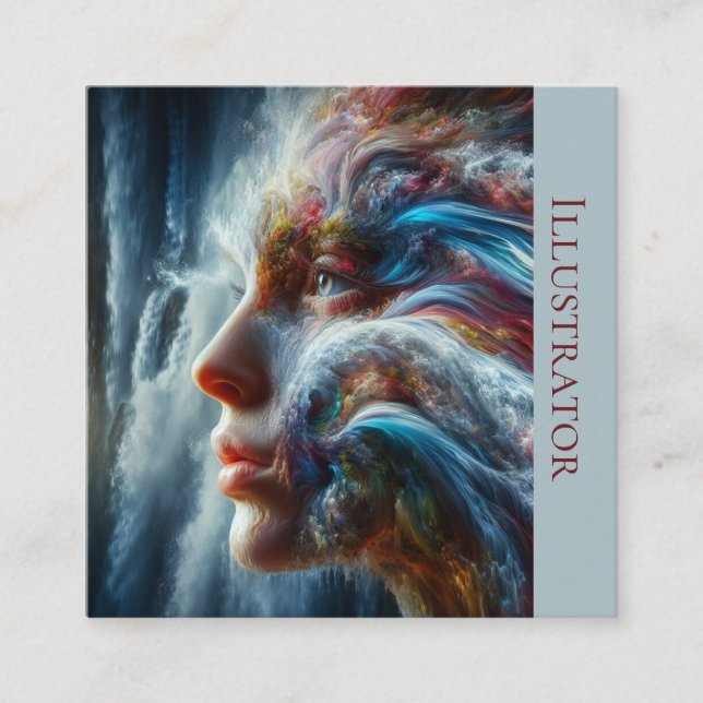 Cartão De Visita Quadrado I.A. Deusa da Água (Frente)