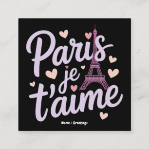Cartão De Visita Quadrado I Love Paris Je t'aime Eiffel Tower France T-Shirt