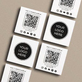 Cartão De Visita Quadrado Ícone de QR Code de Logotipo de Empresa Ícones Soc