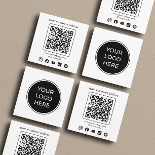 Cartão De Visita Quadrado Ícone de QR Code de Logotipo de Empresa Ícones Soc
