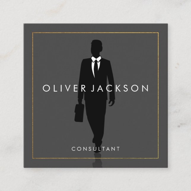 Cartão De Visita Quadrado Ícone do consultor empresarial (Frente)