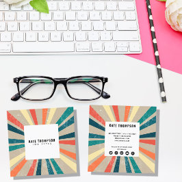 Cartão De Visita Quadrado Ícones coloridos das mídias sociais do Arco-Íris S