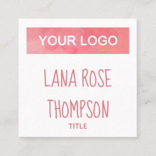 Cartão De Visita Quadrado Ícones de mídia social cor-de-água rosa e seu l